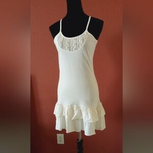 Cute Mini Dress - Soft White - Sleeveless